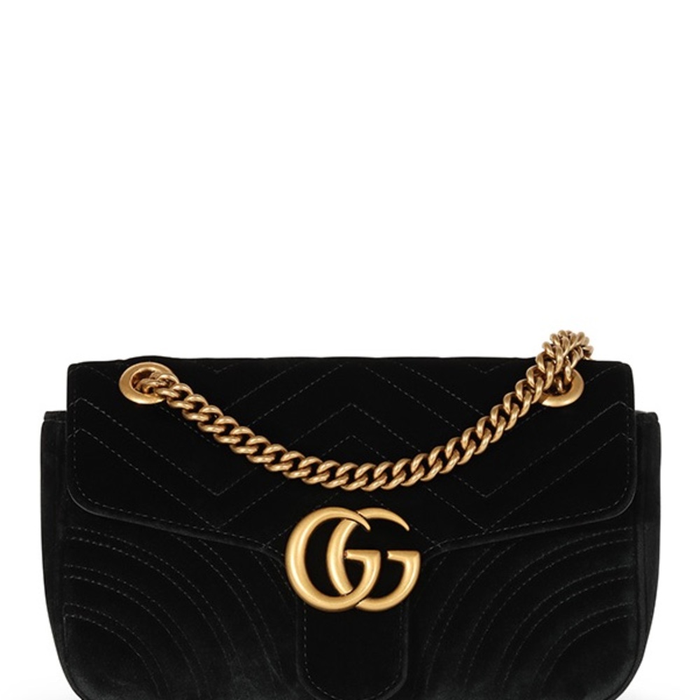 Gucci Marmont Mini Black Velvet Purse
